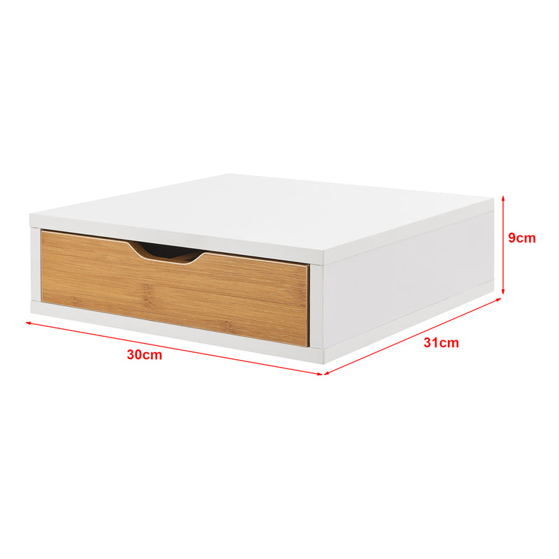 Croquis coté Organisateur de bureau Vieremä MDF 9 x 30 x 31 cm blanc effet bambou [en.casa]