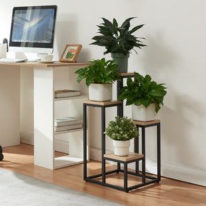 Étagère à plantes Ameland 4 niveaux noir effet bois [en.casa]