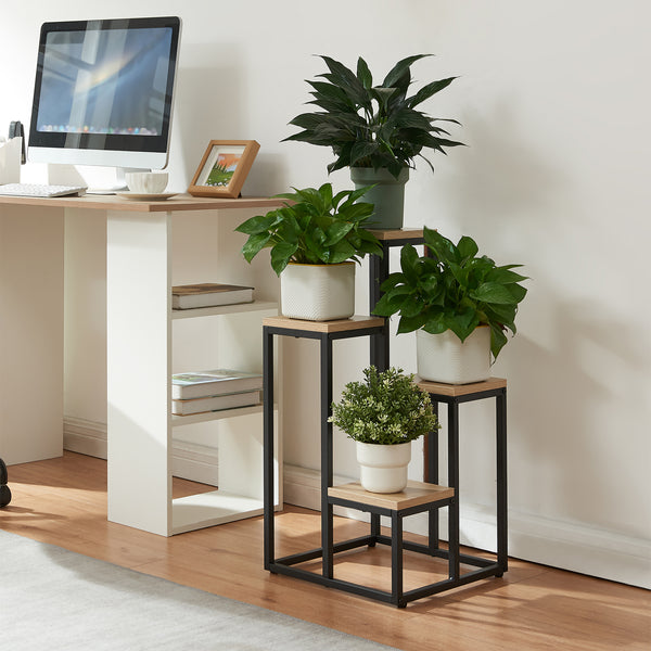 Étagère à plantes Ameland 4 niveaux noir effet bois [en.casa]