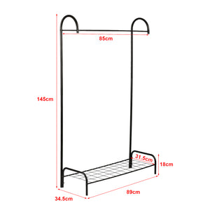 [en.casa] Kledingrek Vallø met plank metaal 145x88,5x34,5 cm zwart