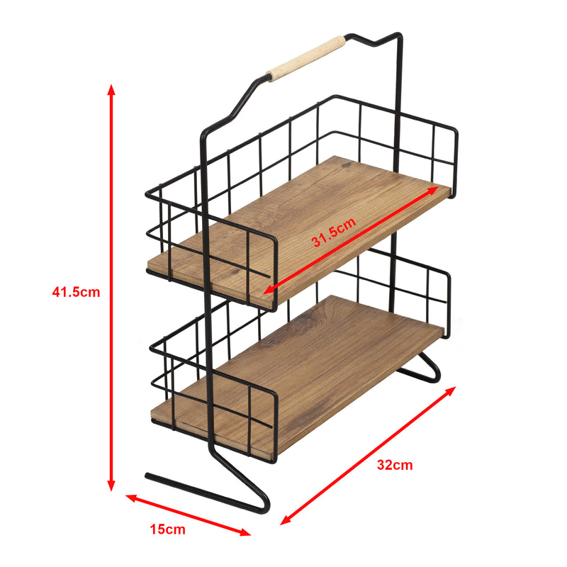Maatschets [en.casa] Badkamer organizer Sallingsund 41,5x32x15 cm zwart en houtkleurig