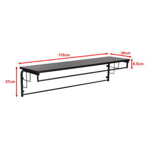 [en.casa] Wandkapstok Ølstykke met plank 110x30x27 cm zwart
