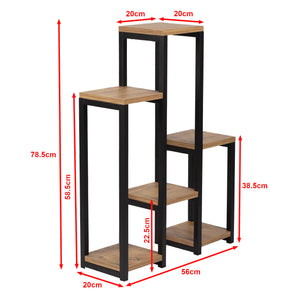 [en.casa] Plantenstandaard Rosenholm 78,5x56x20 cm zwart en houtkleurig