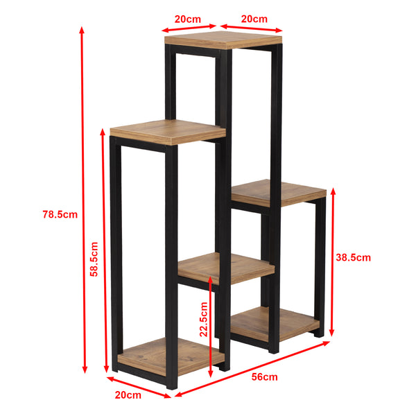 [en.casa] Plantenstandaard Rosenholm 78,5x56x20 cm zwart en houtkleurig