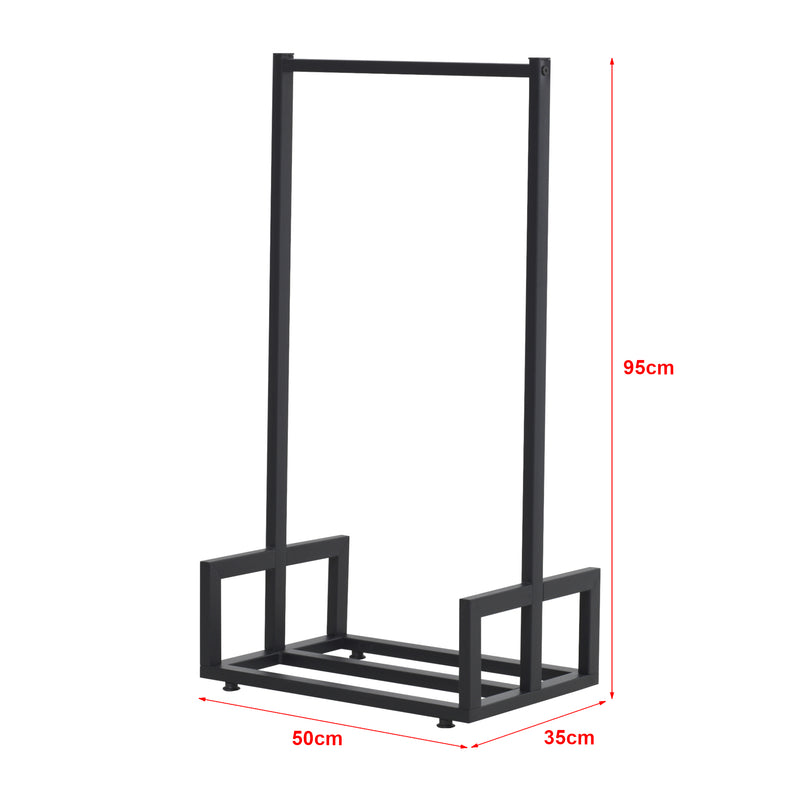 Croquis coté Range-bûches Thisted 50 x 35 x 95 cm noir [en.casa]