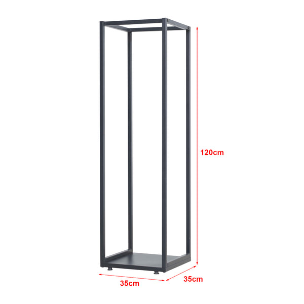 [en.casa] Brandhout rek Tornved houtopslag 35x35x120 cm zwart