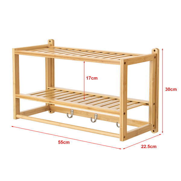 [en.casa] Badkamerrek Thyborøn wandmontage 30x55x22,5 cm bamboe