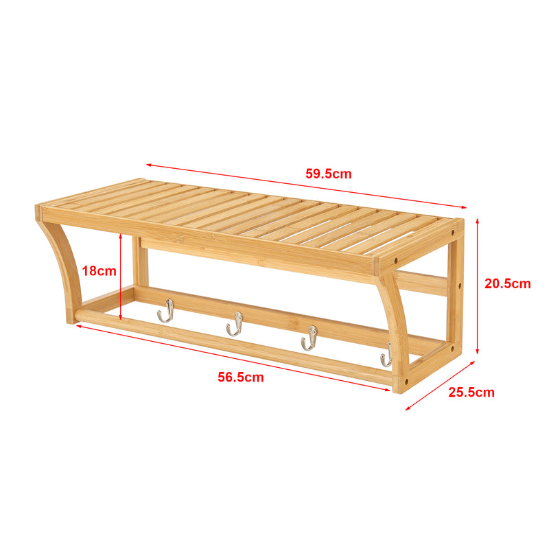 Maatschets [en.casa] Badkamerrek Langeland wandmontage 20,5x59,5x25,5 cm bamboe