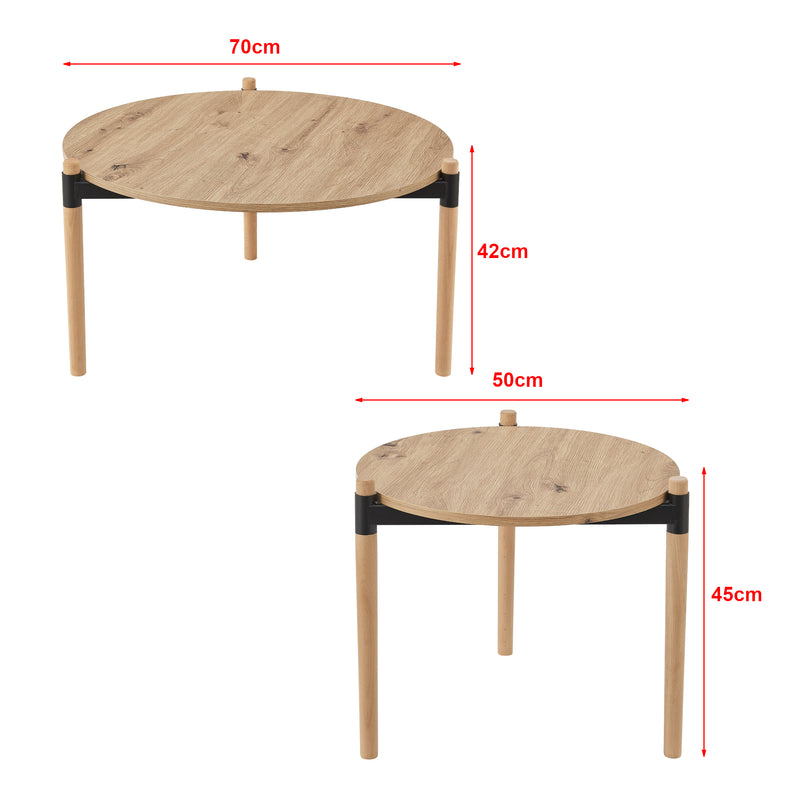 Croquis coté Table basse Kristinestad à double plateaux en bois de pin [en.casa]