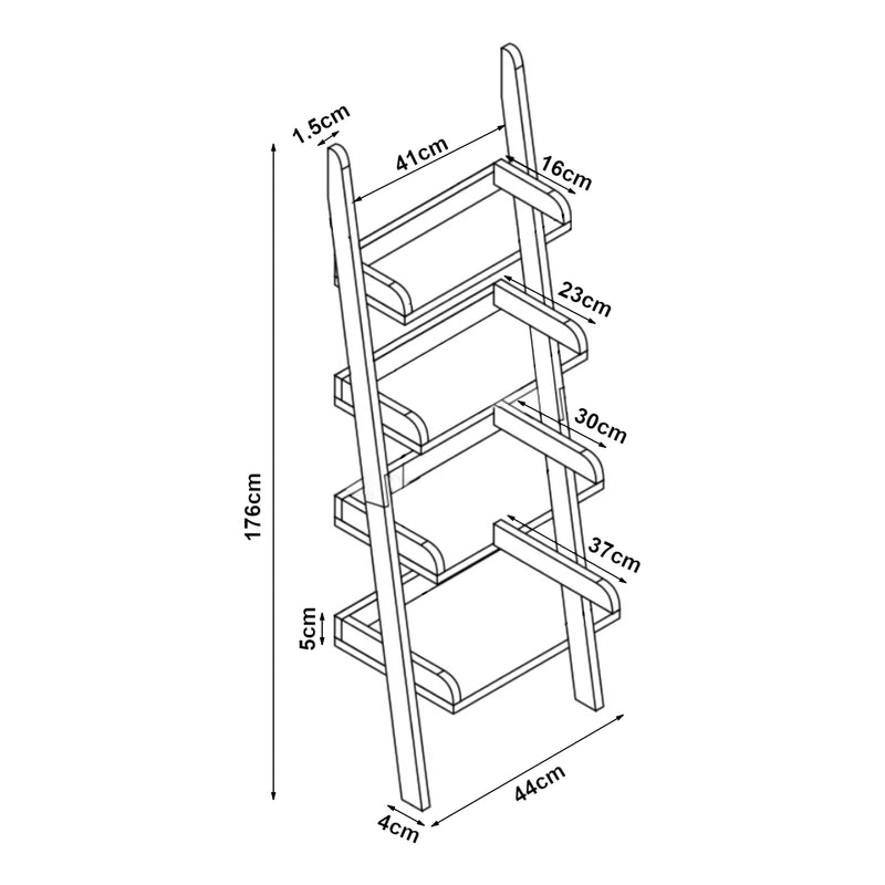 Maatschets [en.casa] Badkamerrek Göinge bamboe ladderplank met 4 planken