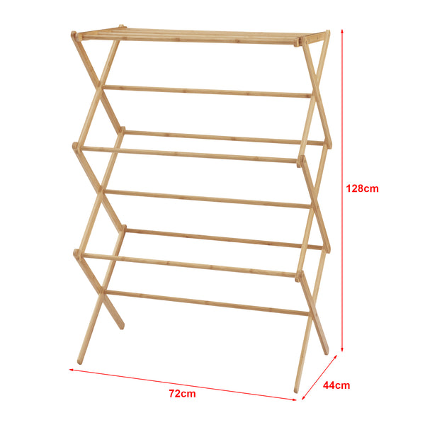 Étendoir à linge pliable Grinau bambou 128 x 72 x 44 cm naturel [en.casa]