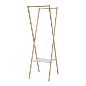 [en.casa] Bamboe kledingrek Iisalmi 156x50x57 cm houtkleurig en wit