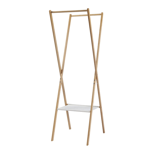 [en.casa] Bamboe kledingrek Iisalmi 156x50x57 cm houtkleurig en wit