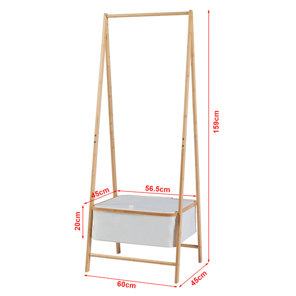 [en.casa] Bamboe kledingrek Iitti 159x60x45 cm houtkleurig en wit