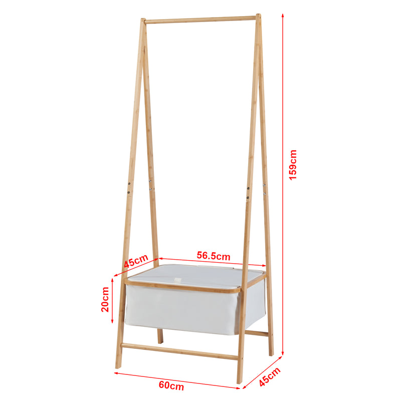 Maatschets [en.casa] Bamboe kledingrek Iitti 159x60x45 cm houtkleurig en wit