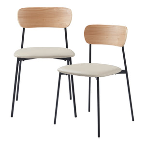 Lot de 2 chaises de salle à manger Jyväskylä 78 x 45 x 48 cm beige noir effet bois [en.casa]