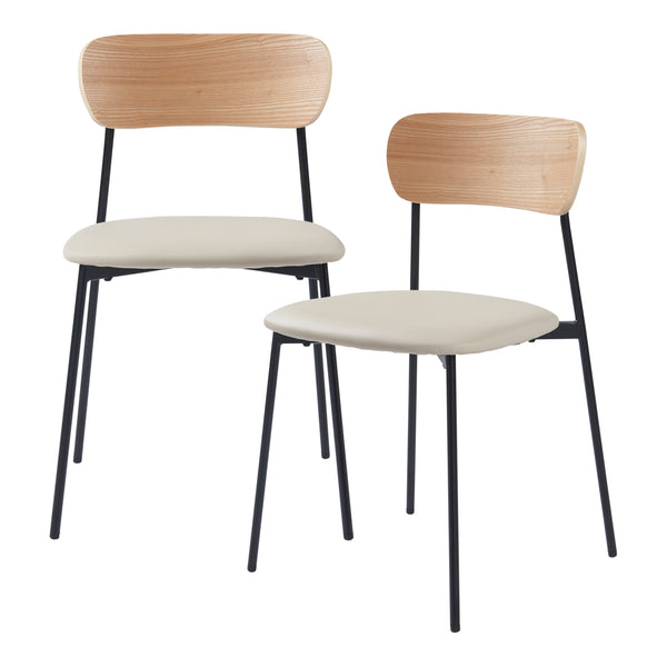 Lot de 2 chaises de salle à manger Jyväskylä 78 x 45 x 48 cm beige noir effet bois [en.casa]