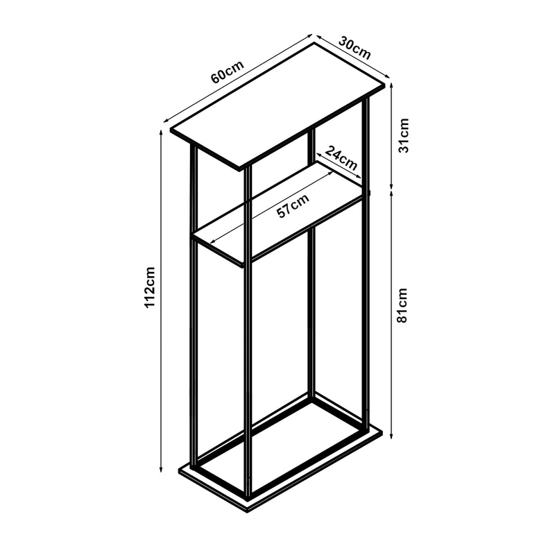 Maatschets [en.casa] Brandhout rek Turku houtopslag 112x60x30 cm zwart en houtkleurig donker