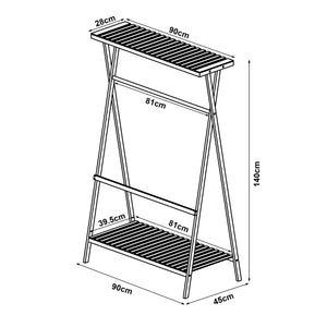 [en.casa] Bamboe kledingrek Horten 140x90x45 cm houtkleurig