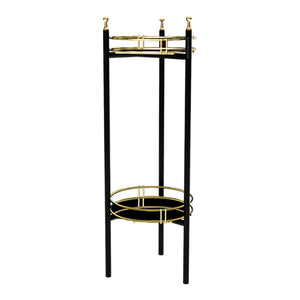Support de plantes Oulainen à 2 niveaux métal 79 x 28 x 28 cm noir or [en.casa]