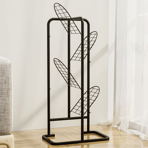 [en.casa] Plantenstandaard Pedersöre met 4 planken 83x52x25 cm zwart