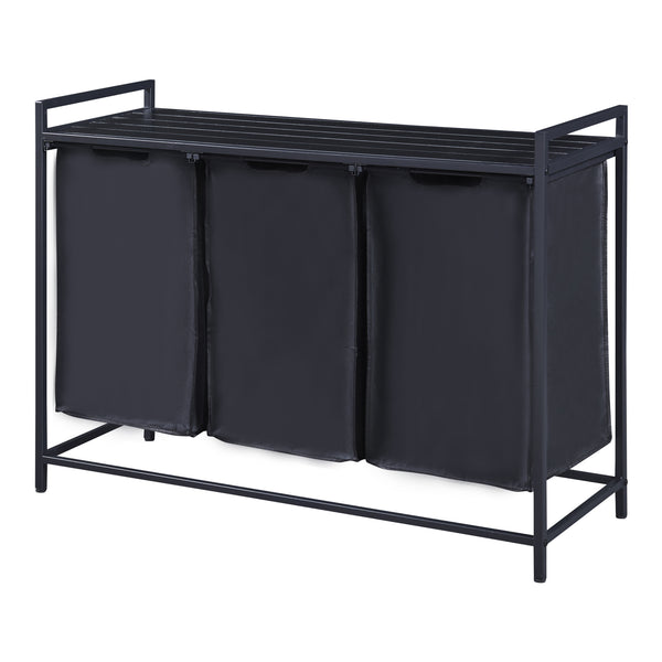 [en.casa] Wasmand Saltvik met 3 zakken 75,5x102,5x38 cm zwart