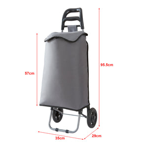 [en.casa] Boodschappentrolley Aaby 95,5x35x29 cm donkergrijs en zwart