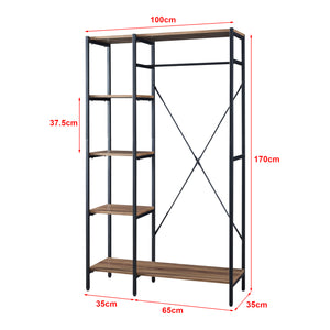 [en.casa] Kledingkast Hvidovre open kast 170x100x35 cm zwart en houtkleurig