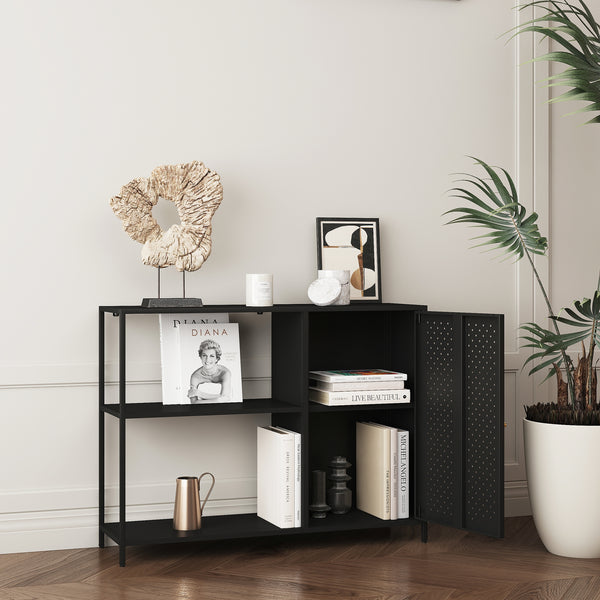 [en.casa] Metalen kast Viitasaari 75x100x30 cm zwart mat