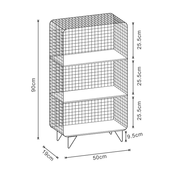 [en.casa] Staand rek Volda open kast 90x50x19 cm zwart