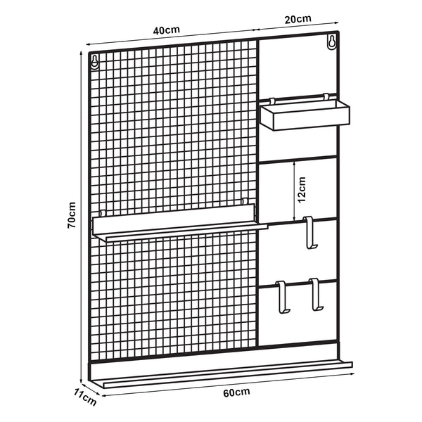 [en.casa] Wandrek Westre metaal 70x60x11 cm zwart