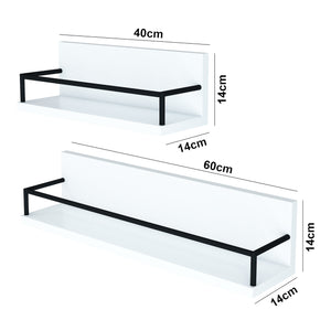 [en.casa] Wandplank set van 2 Grue 60/40x14x14 cm wit en zwart