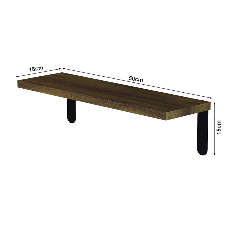 Maatschets [en.casa] Wandplank set van 5 Frogn 15x90x15 cm houtkleurig en zwart