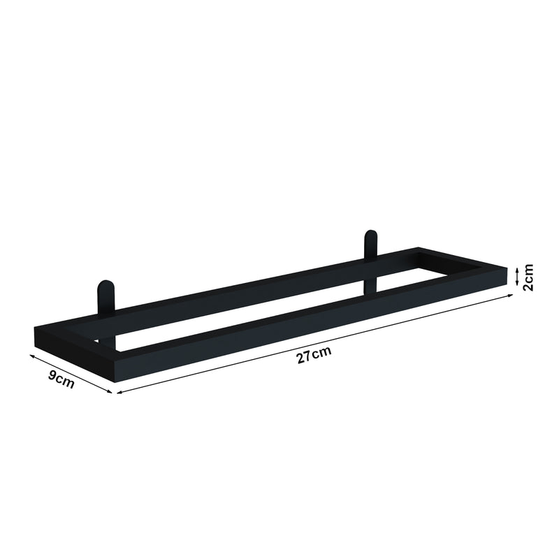 Croquis coté Ensemble de 3 porte-bouteilles muraux Flesberg acier 27 x 9 cm noir [en.casa]