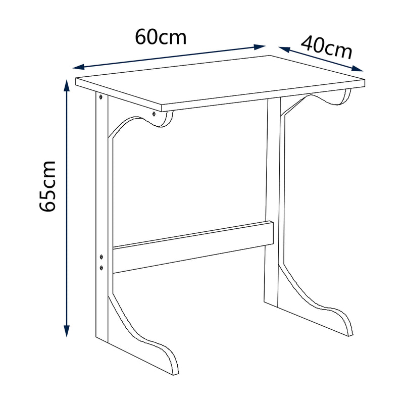 Croquis coté Table pour ordinateur portable Hægebostad bambou 65 x 60 x 40 cm naturel [en.casa]