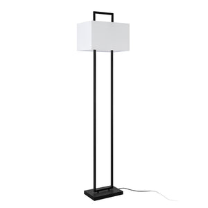 Lampadaire Sigdal avec douille E27 métal polyester hauteur 165 cm noir blanc lux.pro