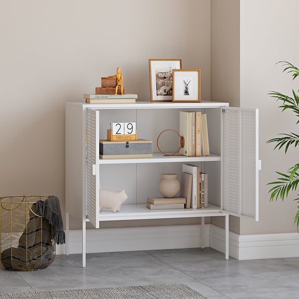 Buffet Castelli acier 83 x 80 x 40 cm blanc [en.casa]