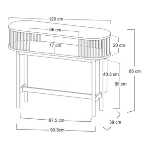 Table console Pomarkku avec étagère bambou 120 x 39 x 85 cm naturel [en.casa]