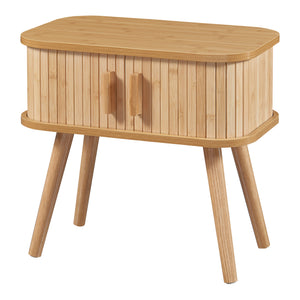 Table d'appoint Nordkapp avec portes coulissantes MDF bambou bois 48 x 30 x 45 cm naturel [en.casa]
