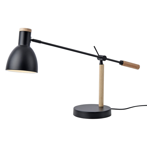 Lampe de table Watford E27 métal bois 67 x 38 x 18 cm noir naturel lux.pro