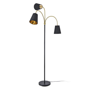 Lampadaire Wycombe avec 3 douille E14 métal polyester hauteur 154 cm noir or lux.pro