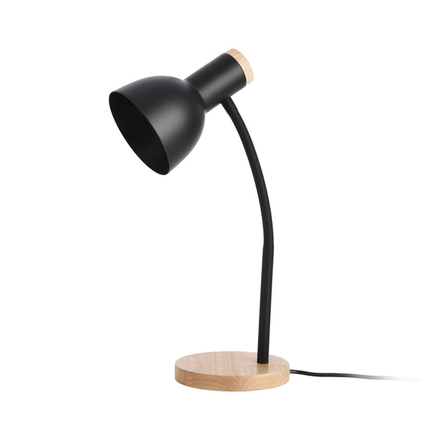 Lampe de table Woodley abat-jour 17 x 12 cm effet bois noir lux.pro