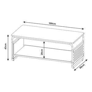 Table basse Dyrøy 100 x 50 x 43 cm blanc effet chêne gris [en.casa]