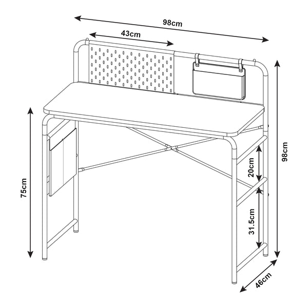 [en.casa] Bureau Dyrøy 98x98x46 cm wit eikenkleurig en grijs