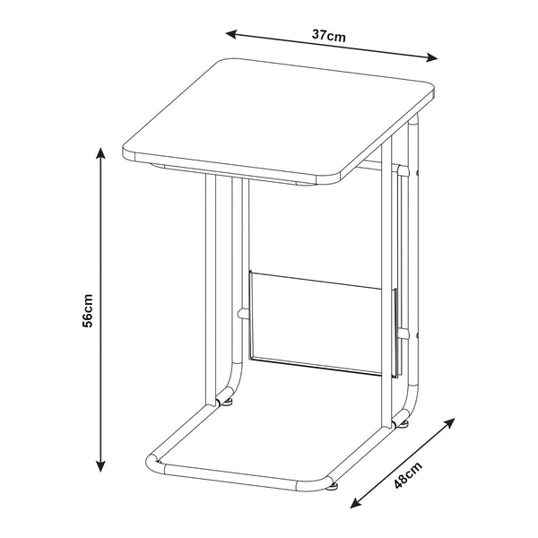 [en.casa] Bureau Dyrøy laptoptafel 56x48x37 cm wit eikenkleurig en grijs