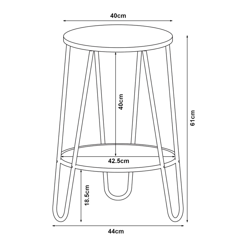 Maatschets [en.casa] Bijzettafel Ylöjärvi 61x44x44 cm zwart en eikenkleurig