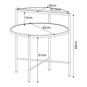 Table d'appoint ronde Fyresdal avec étagère métal MDF 68 x 62 cm noir effet chêne [en.casa]