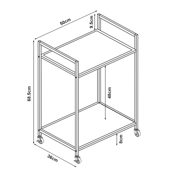 [en.casa] Keukentrolley Lesja 68,5x50x36 cm zwart
