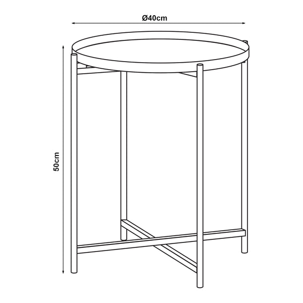 Table d'appoint Sälen avec plateau rond métal 40 x 50 cm noir [en.casa]