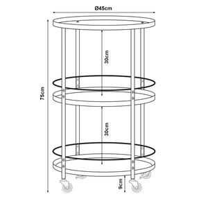 [en.casa] Keukentrolley Munkedal 75xØ45 cm zwart